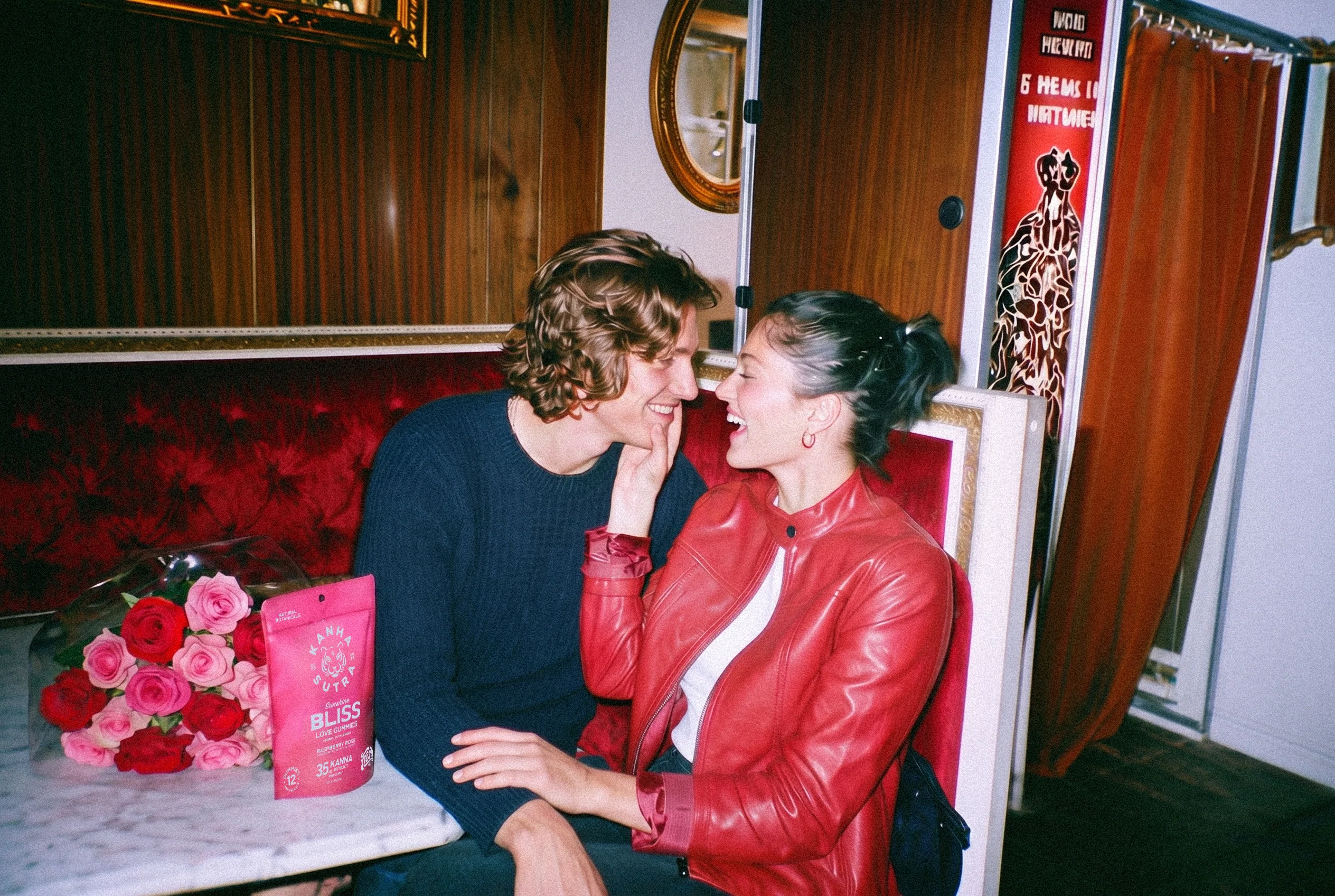 A couple sharing Sunshine Bliss at dinner